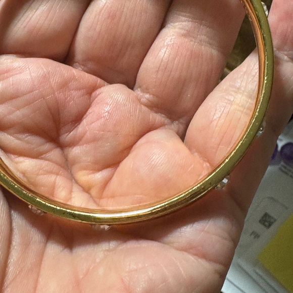 Kate Spade gold with Black Enamel Dots Rhinestone Bangle Spot the Spade ♠️ - Picture 3 of 4